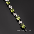 Natural peridot 925 plata esterlina nueva pulsera de oro